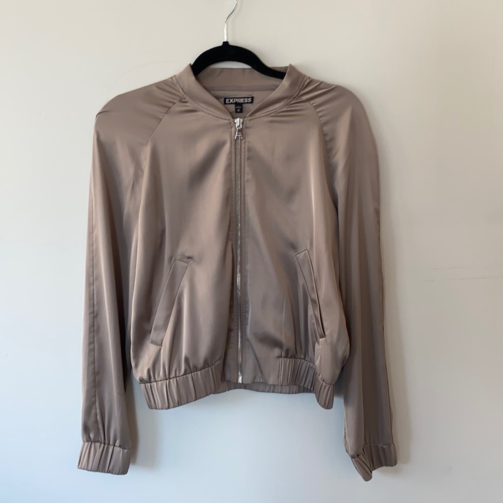 Express champagne silk bomber